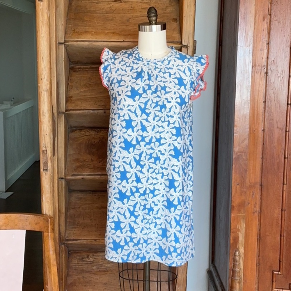 THML Blue and White Sleeveless Babydoll Sundress
